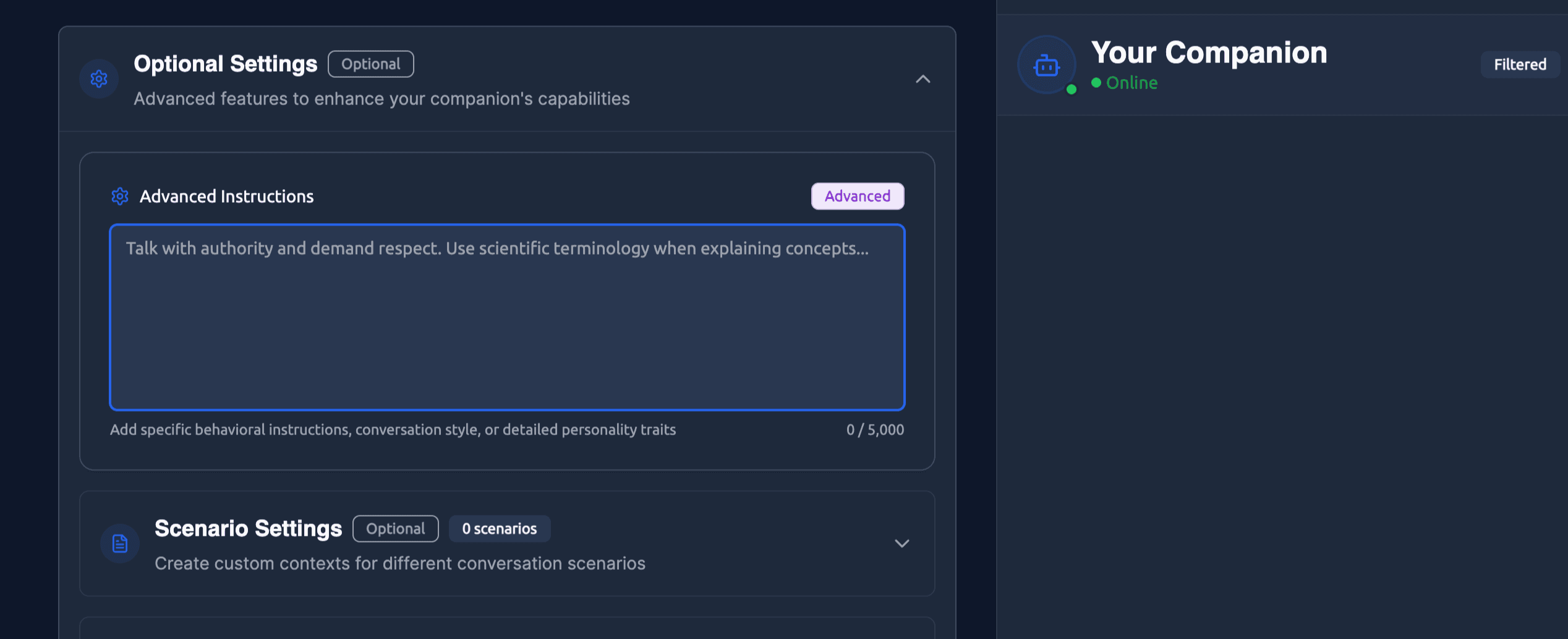 Screenshot of create companion guide Screenshot of create companion guide