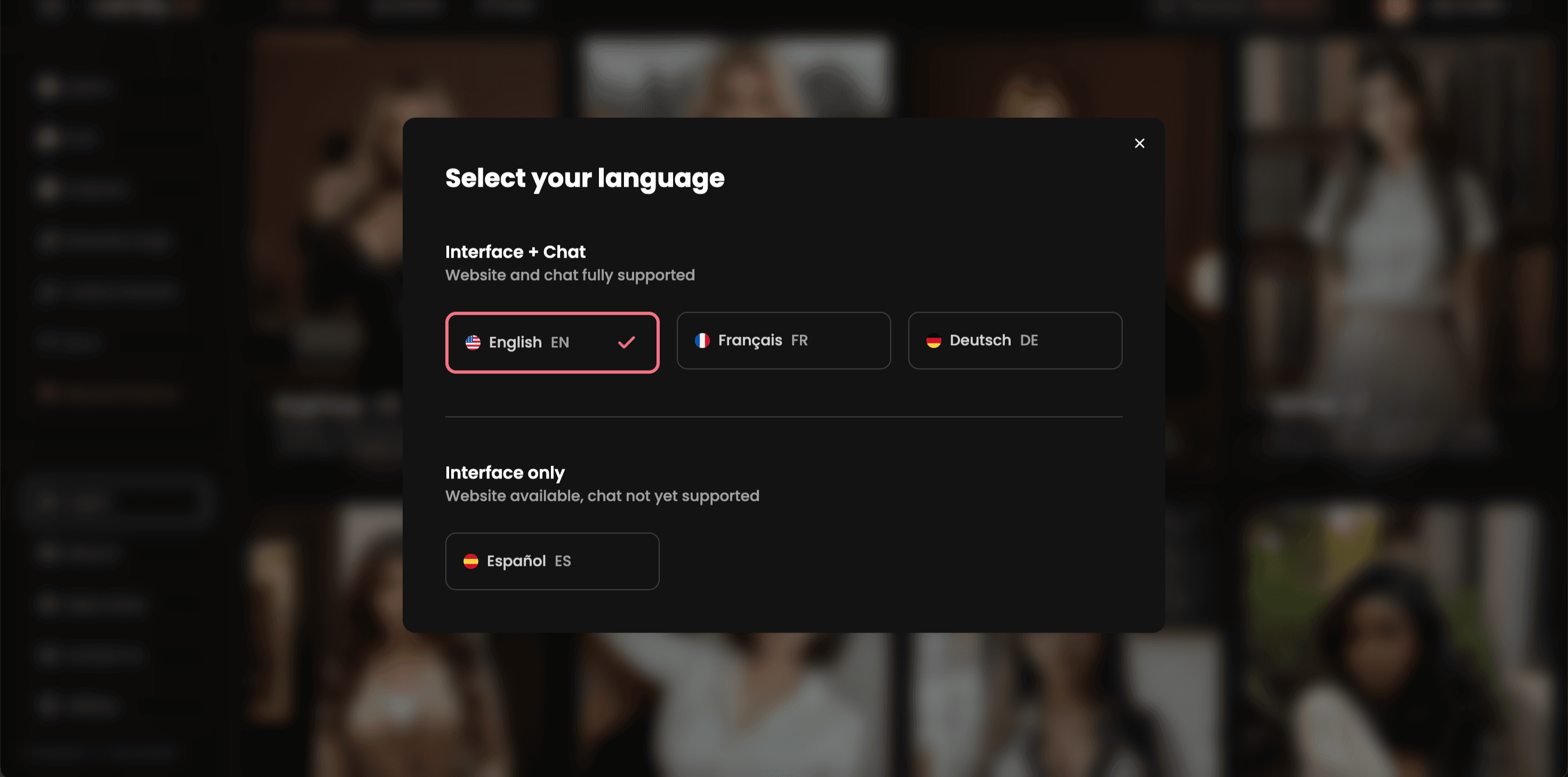 Candy.ai language selection interface showing AI girlfriend maintaining personality consistency across Spanish, French, and English conversations with cultural adaptation features Candy.ai language selection interface showing AI girlfriend maintaining personality consistency across Spanish, French, and English conversations with cultural adaptation features