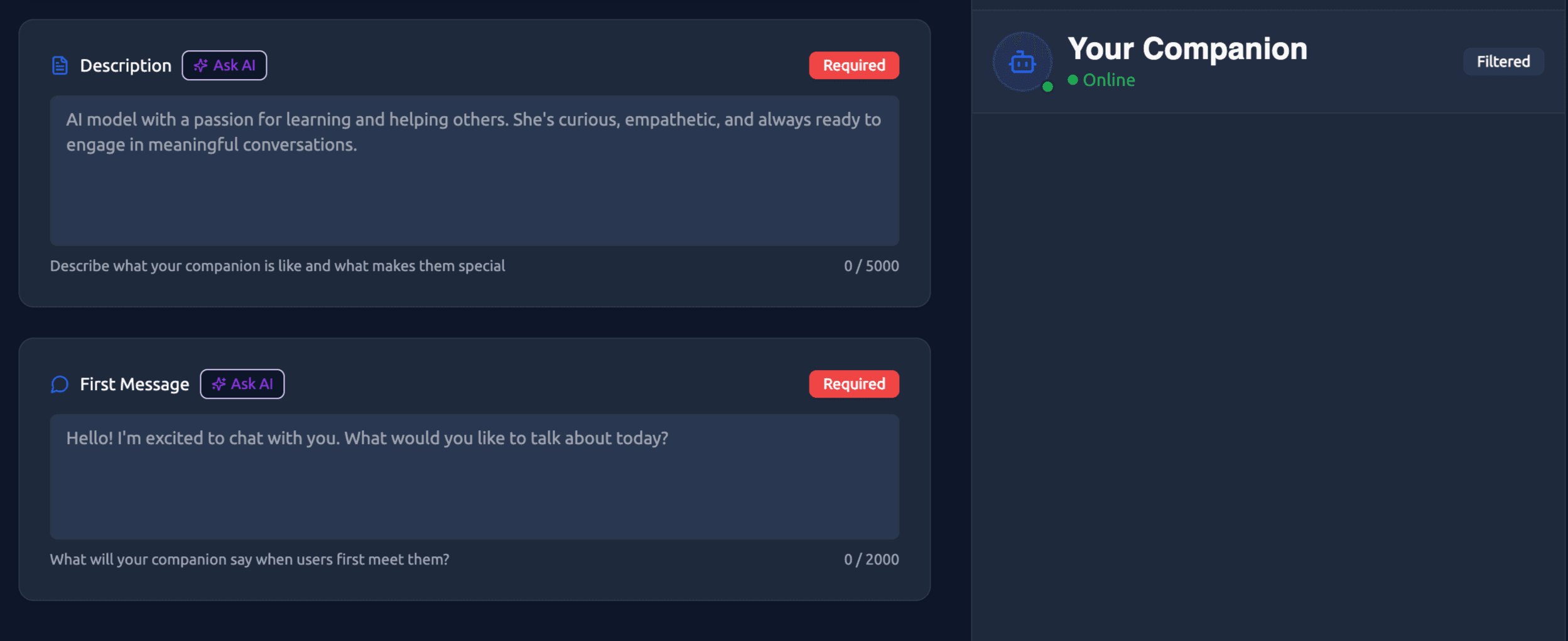Screenshot of create companion guide Screenshot of create companion guide