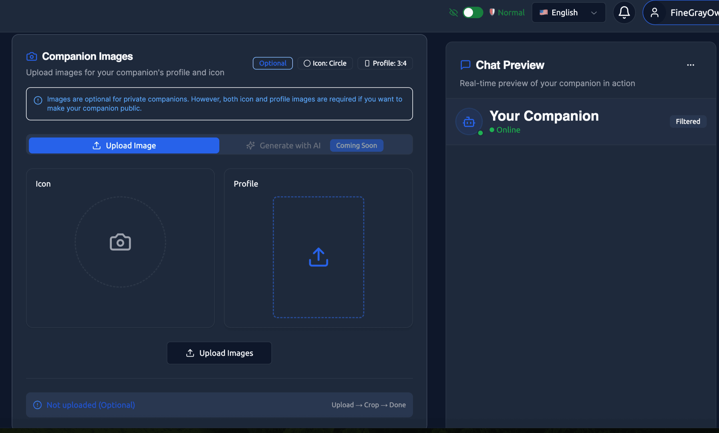 Screenshot of create companion guide Screenshot of create companion guide
