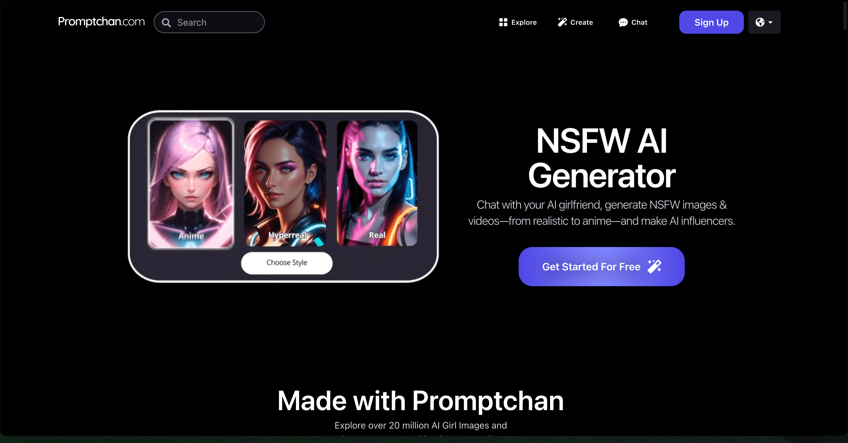 Promptchan interface showing AI girlfriend image generation capabilities and adult content creation tools Promptchan interface showing AI girlfriend image generation capabilities and adult content creation tools